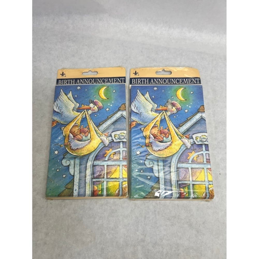 Vintage Gibson Stork Birth Announcements 2 Packs of 8 New Sealed 299RB001-0067